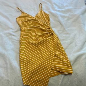 S | V neck bodycon dress with slit